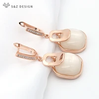 sz design new arrivals 2021 fashion simple geometric square dangle earrings for women party jewelry zirconia rose gold eardrop