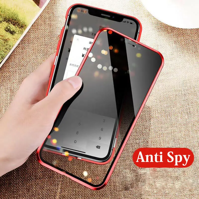 Магнитный металлический чехол для телефона для iPhone 11 Pro X XR XS Max 7 8 6 S Plus закаленное стекло магнит антишпионский чехол для iPhone 11