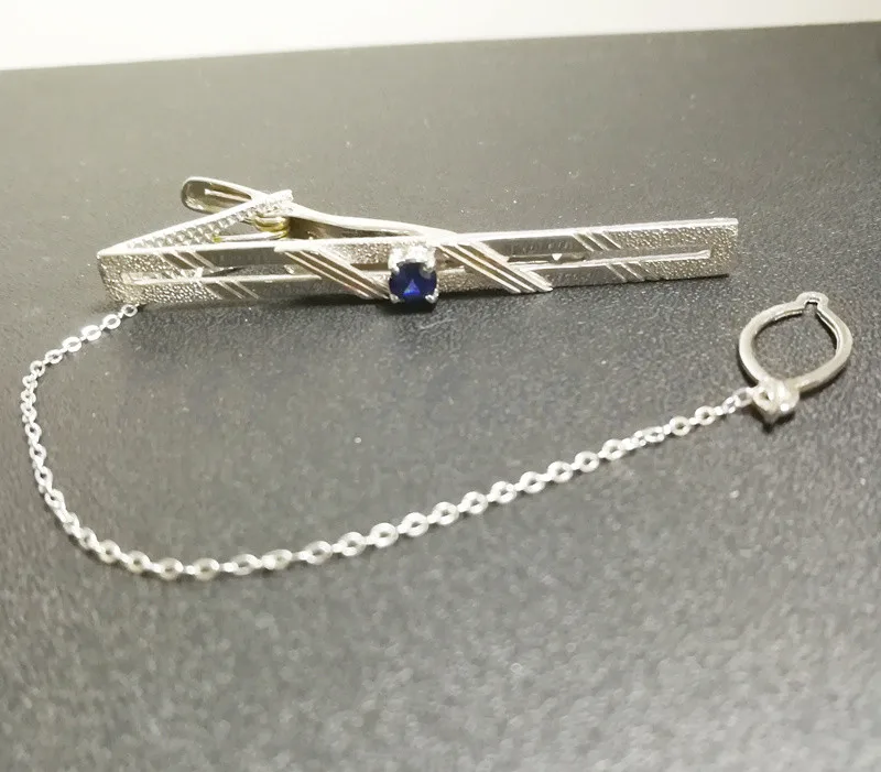 Зажим для галстука с натуральным сапфиром бесплатная доставка женское