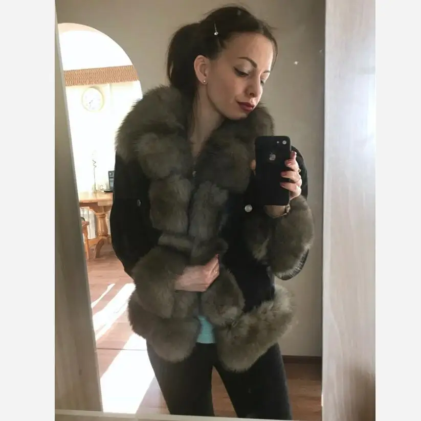 Женские зимние сапоги на натуральном лисьем меху джинсовая куртка одежда Паркер