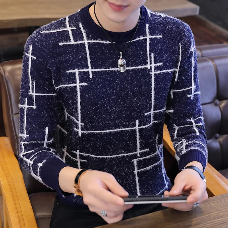 Мохеровые свитеры хлопковый свитер мужской пуловер с длинными рукавами мужские