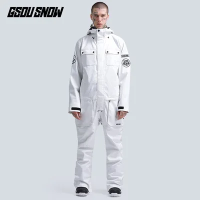Белый StormRunner одноплатный двойной Лыжный костюм, Водонепроницаемый, дышащий и теплый открытый мужской лыжный костюм s - Цвет: Белый