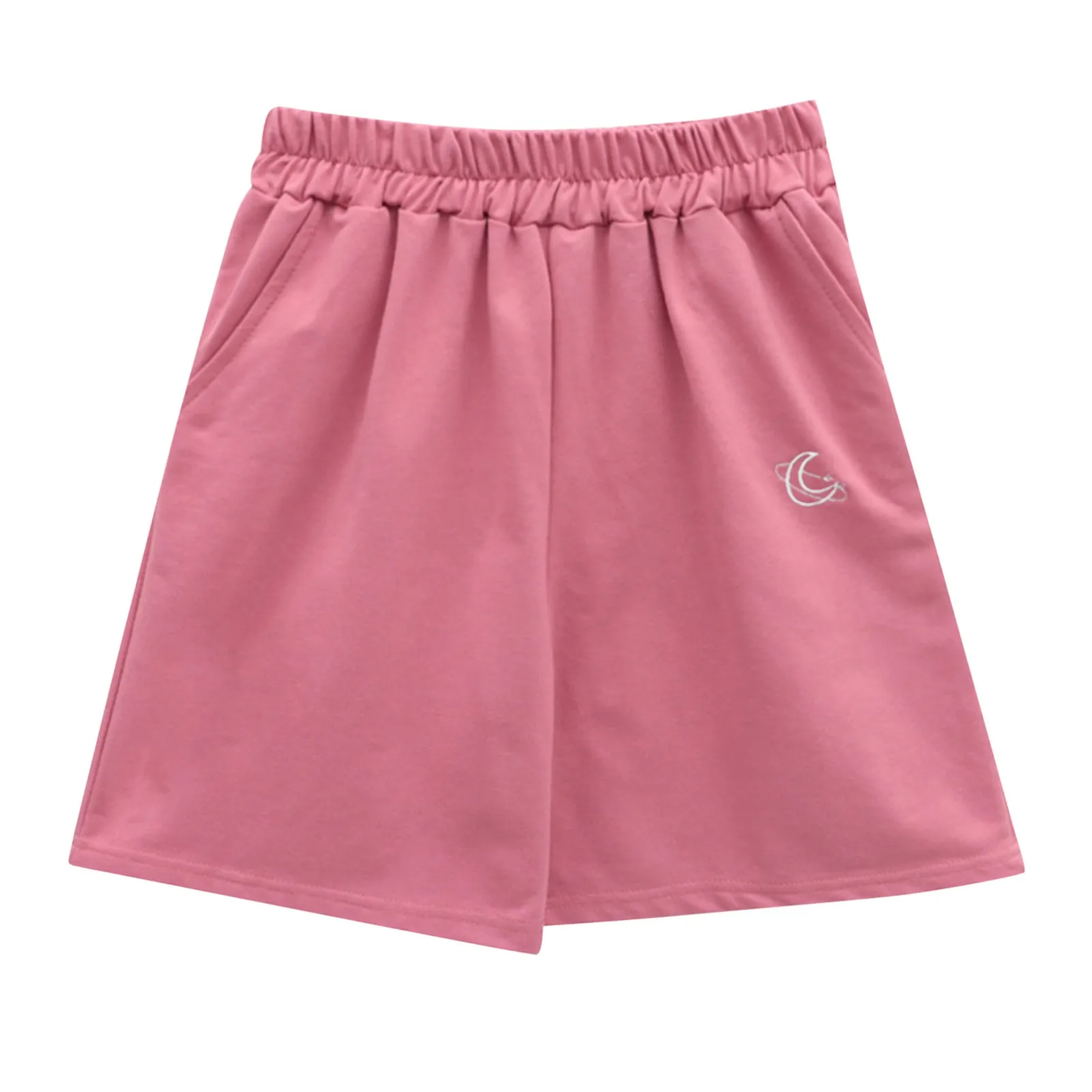 

Casual Women's Shorts Embroidery Pocket Oversized Bottoms Summer Fashion Ladies Loose Elastic Waist Straight Shorts 2021 New