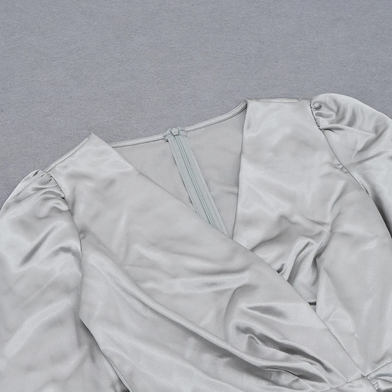 Оптовая продажа женское серое облегающее мини-платье с длинным рукавом и