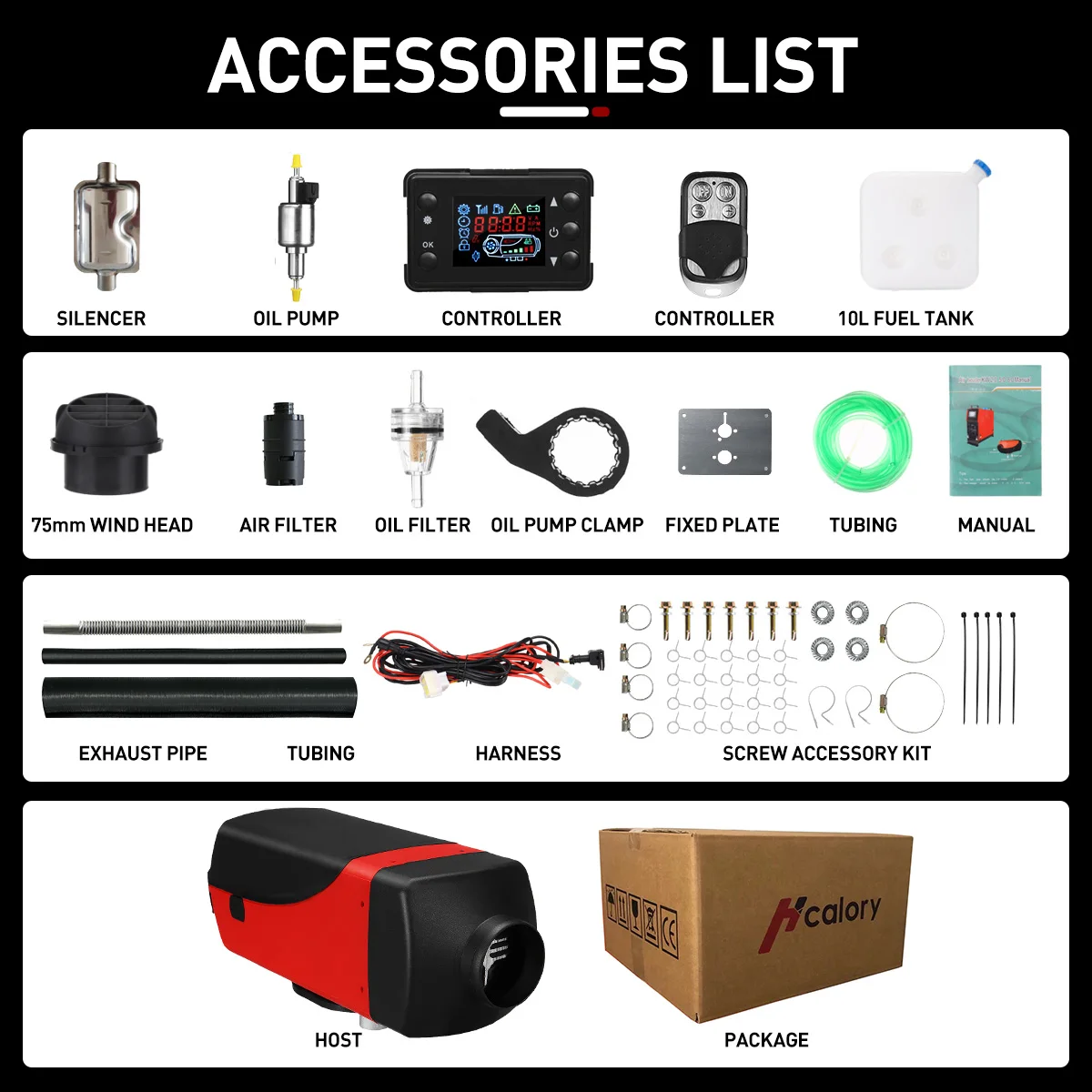 $106.60 Hcalory Aluminum Alloy Car Heater 2KW / 5KW 12V One Hole Car Heater For Trucks Motor-Home Boat Bus LCD key Switch Silencer