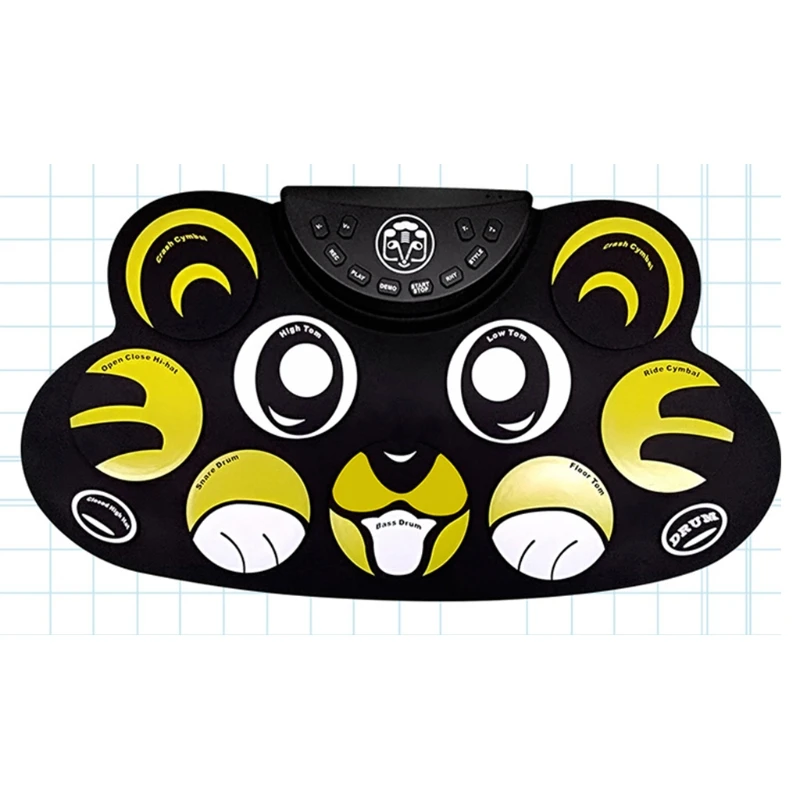 

Electronic Drum Set - 9 Pad Flexible Roll Up Drum Kit Practice Pad with Foot Ped A0KA