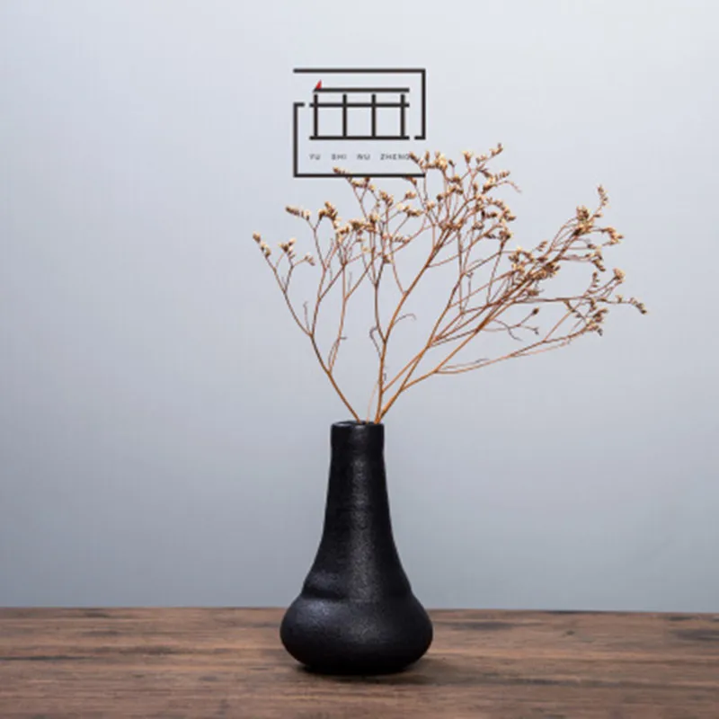 Лидер продаж Новый черный Керамика Цветочная композиция Маленькая ваза
