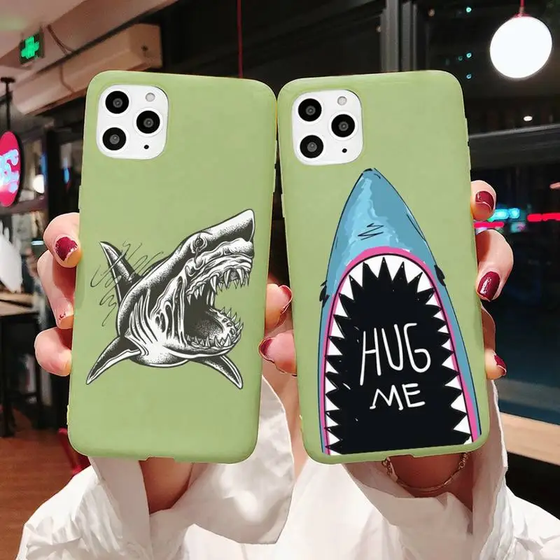 

Horror cartoon Ocean shark Phone Case Candy Color for iPhone 6 7 8 11 12 s mini pro X XS XR MAX Plus
