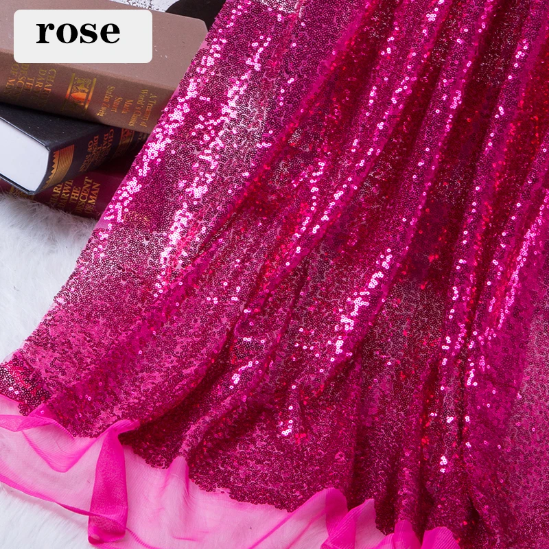 rose 1 м/2 м DIY 3 мм Ткань блесток блестка золото серебро блестки ткань для платья сцены вечерние украшения свадьбы - Цвет: rose