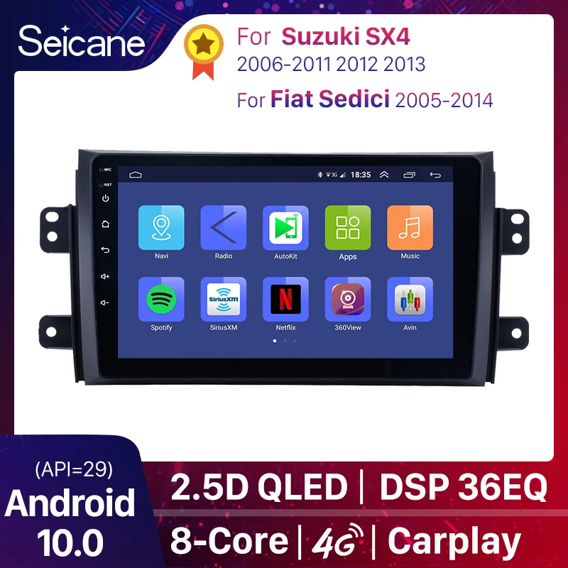 Автомагнитола Seicane для Suzuki SX4 2006 2011 2012 2013 Fiat Sedici 2005 2014 Android 10 0 DSP QLED 4G GPS