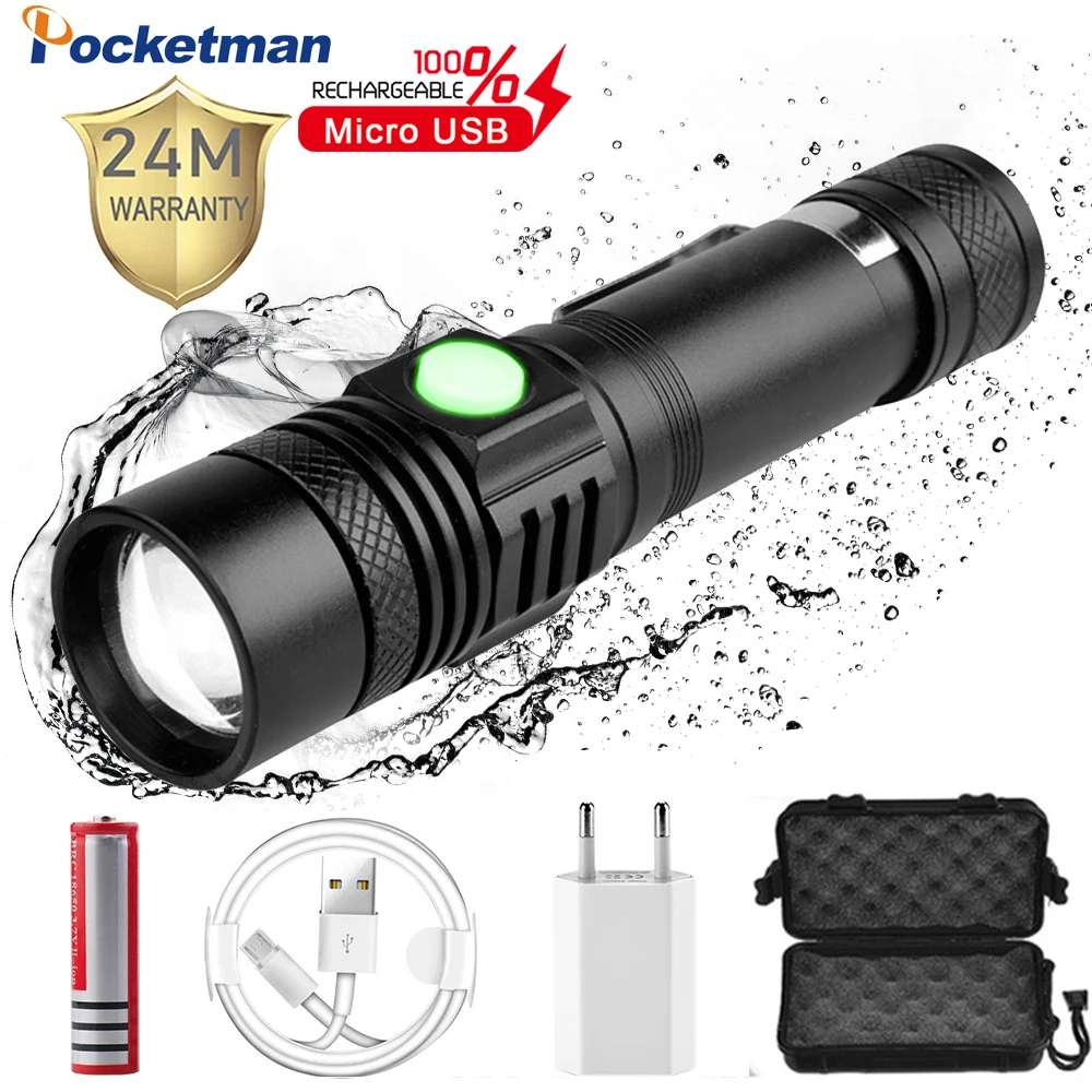 

super bright LED tactical flashlight torch 18650 Flashlight lantern lamp 3 mode, zoomable, IP65 waterproof, suitable for camping