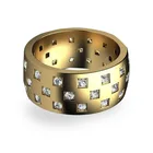 Мужское широкое кольцо из сплава, с квадратным кубическим цирконием, золотого цвета, размер 6-10