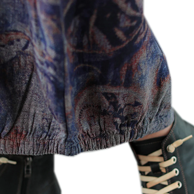 

Women Cotton Skirt Print Retro Vintage Elastic Waist Midi Long New A09200856