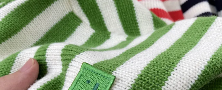 

Women Unisex Knitted Sweater Color matching Stripes Lady Long Sleeve O-neck Knitwear Female Pullover Top Clothes 2021 New