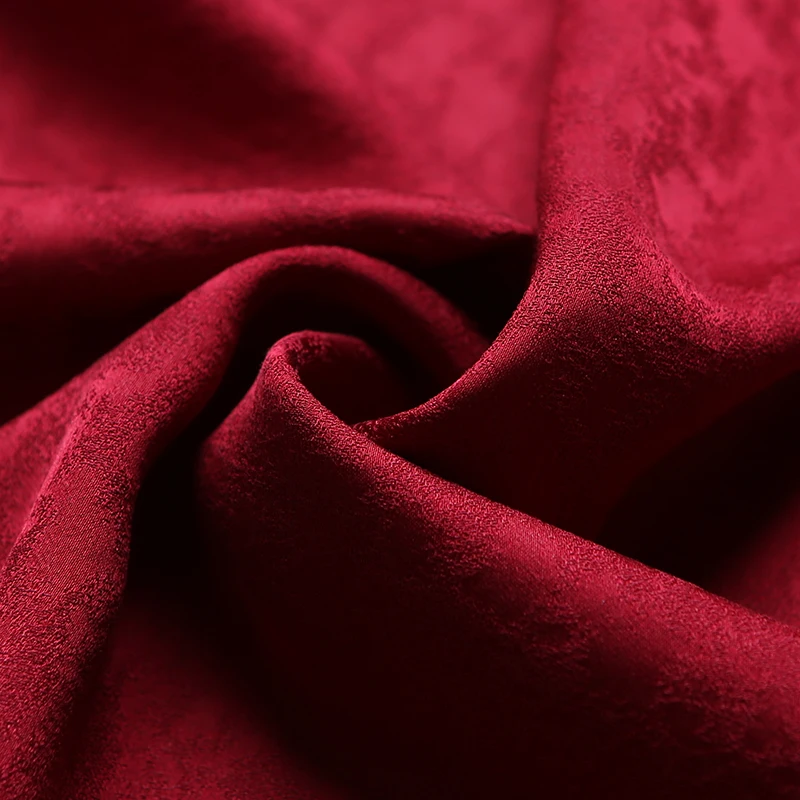 VOA Новое китайское красное шелковое жаккардовое простое платье рубашка женские