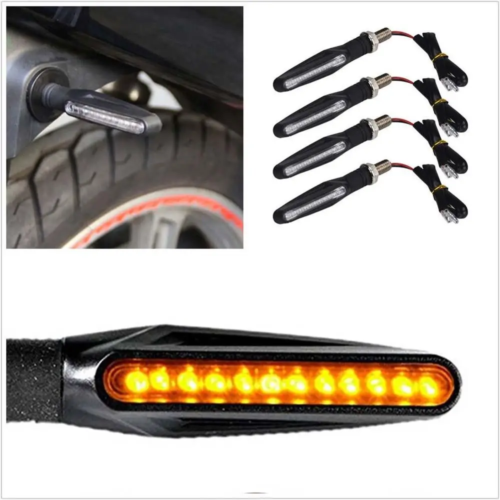 

4pcs Motorcycle Turn Signal Lights Bendable Motorbike Indicator Blinker 12 LED Moto Tail Lights Signal Lamp