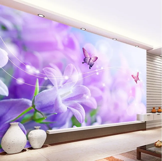 

Pvc 3D large mural wallpaper the living room bedroom TV background wall flowers stereo television Custom sizes