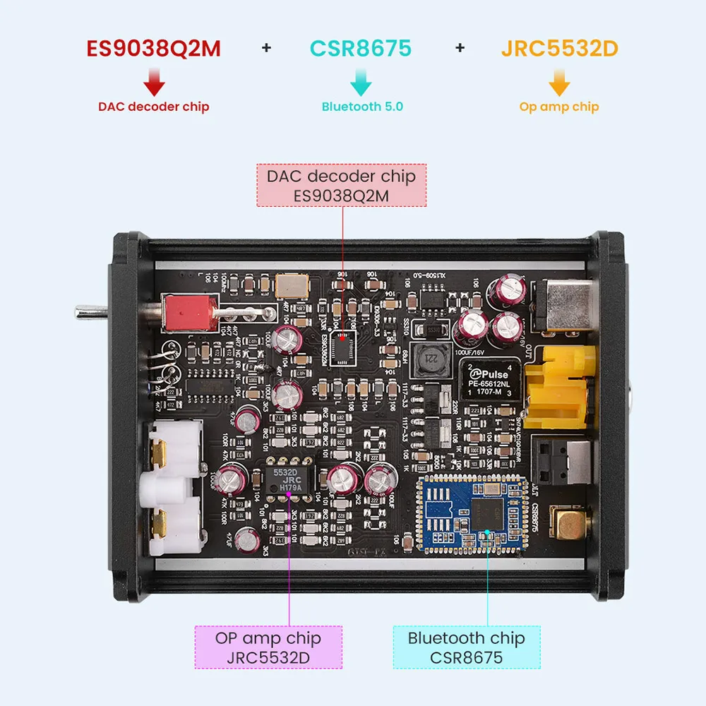 Декодер AIYIMA ES9038Q2M коаксиальный оптоволоконный DAC CSR8675 приемник APTX с Bluetooth 5 0