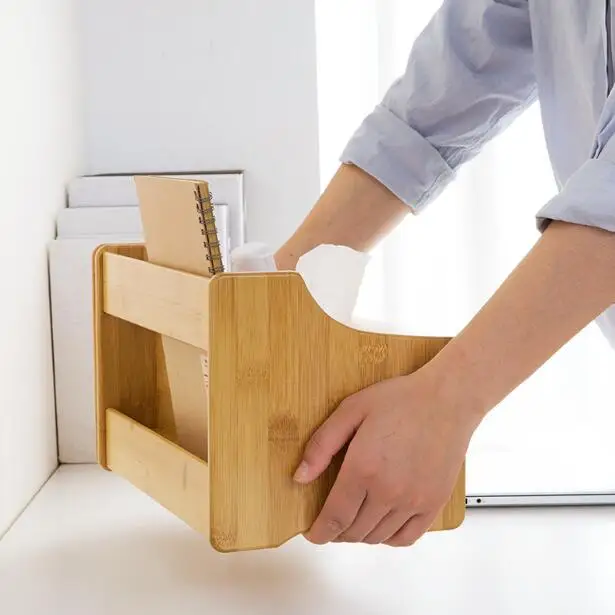 Офисные аксессуары бамбуковый бумажный поднос выдвижная полка для книг