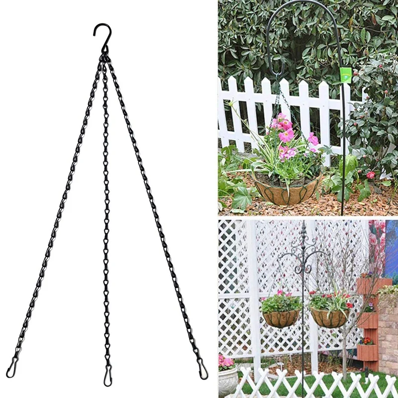 

6 Pack Hanging Chain, HEAVY DUTY 50cm Hanging Flower Basket Replacement Chain -3 Point Garden Plant Hanger for Outdoor or Indoor
