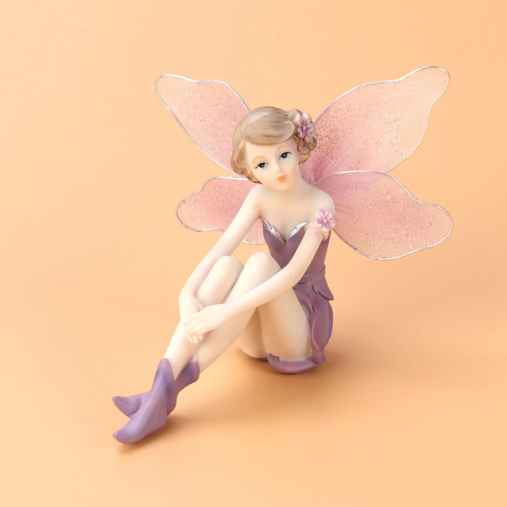 

Beautiful Girl Creative Gifts Resin Angel Ornaments Home Decoration Miniature Flower Fairy Figurines Wedding Decoration(Sitting