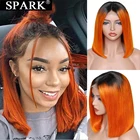 Spark 1B имбирь оранжевый Омбре цветной кружевной передний al парик 30 дюймов кружевной передний парик предварительно сорванные Remy бразильские человеческие волосы парики для женщин