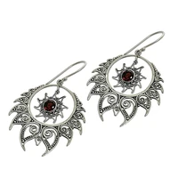new retro zinc alloy sun flower shape exaggerated pendant earrings for women bohemian red crystal inlaid hanging earrings