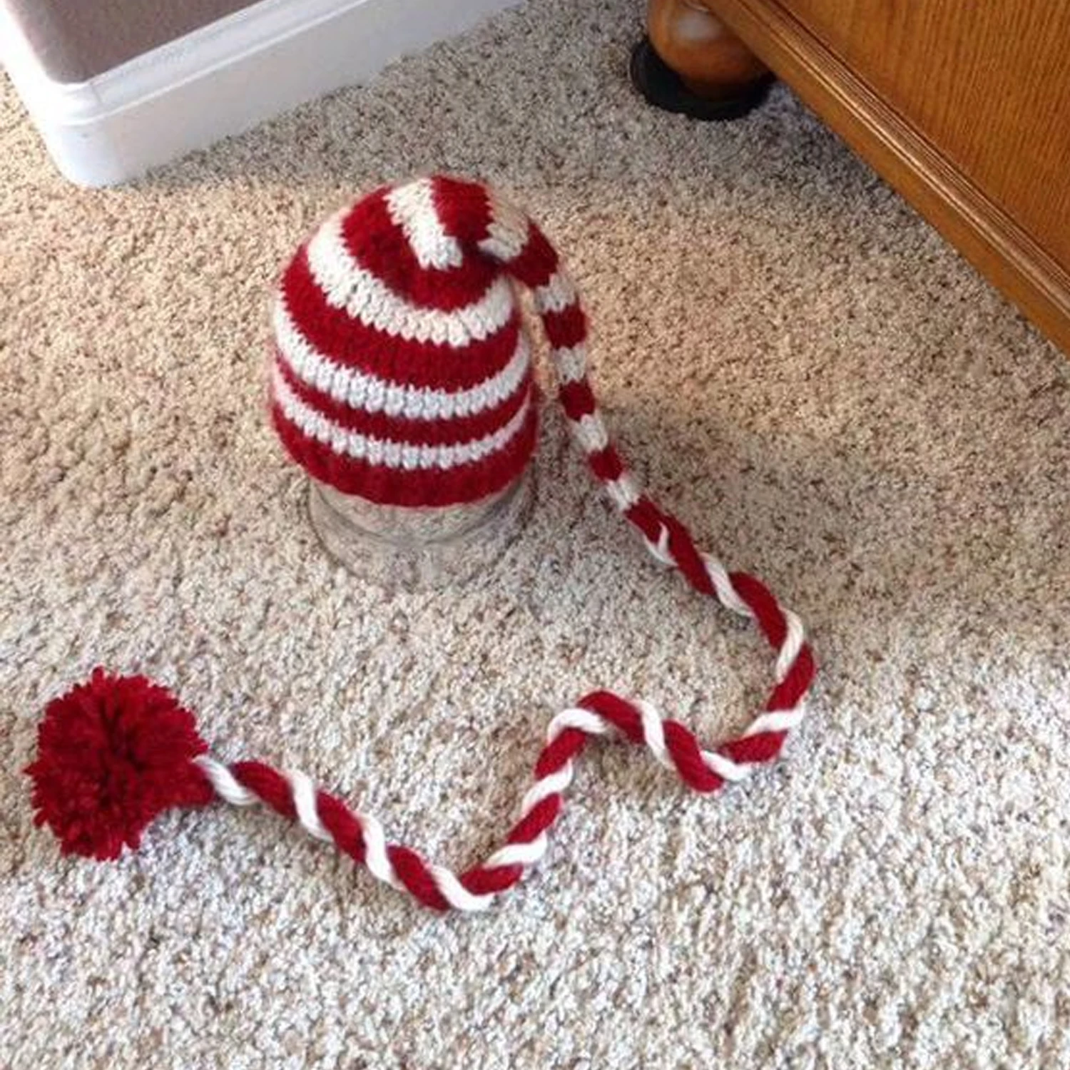 Behogar Красивые Вязаные гольфы в полоску теплая мягкая хлопковая шапка Кепка с