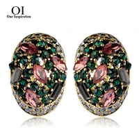 oi new vintage stud earrings for women girls french hooks max brincos ouro joias full crystal turkish jewelry retro pendientes
