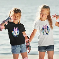 disney brothers and sisters clothes fashion outdoor children kawaii dropship cartoon minnie mouse pattern black white tees loose