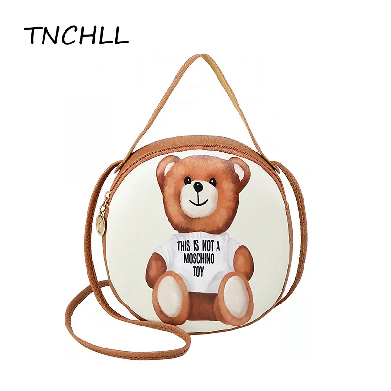 Женская сумка мессенджер с принтом медведя маленькая мини через плечо сумки для