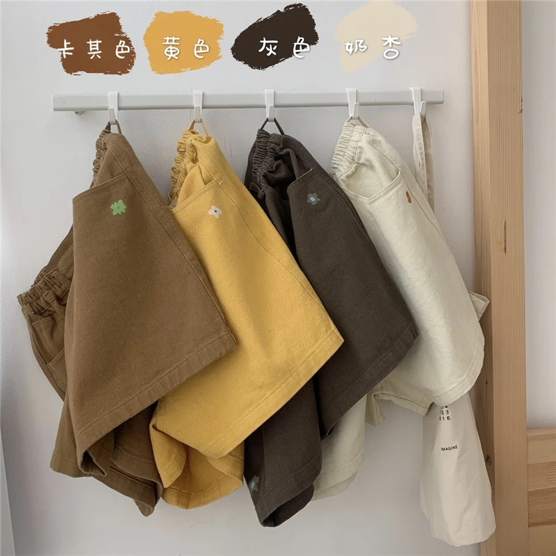 

4 Colors New Summer Harajuku Kawaii High Waist Women Shorts Retro Flower Shorts Female Loose Wide Leg Cute Straight Shorts Mujer