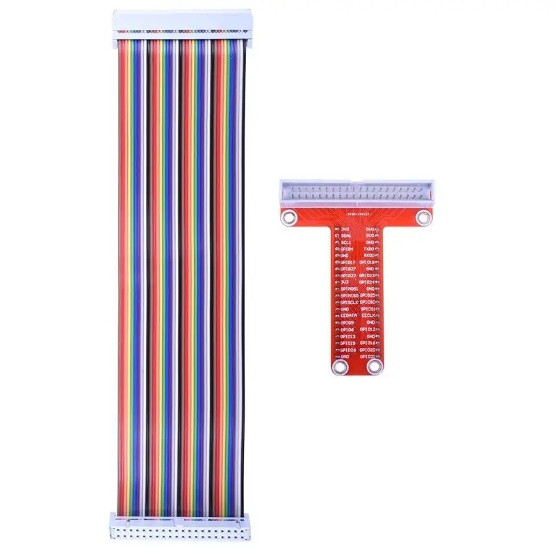 Для RPi GPIO Breakout Плата расширения + 20 см FC40 40pin плоский Радужный ленточный кабель