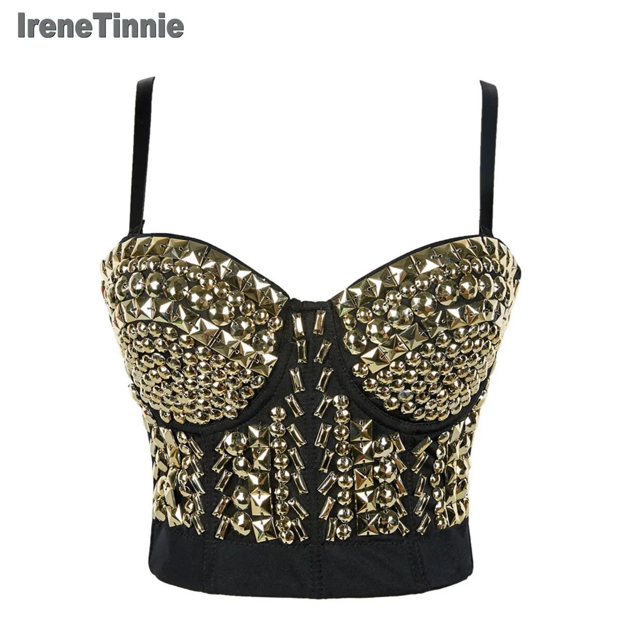 Женский бюстгальтер бюстье IRENE TINNIE серебро стразы жемчуг пуш ап для ночного клуба