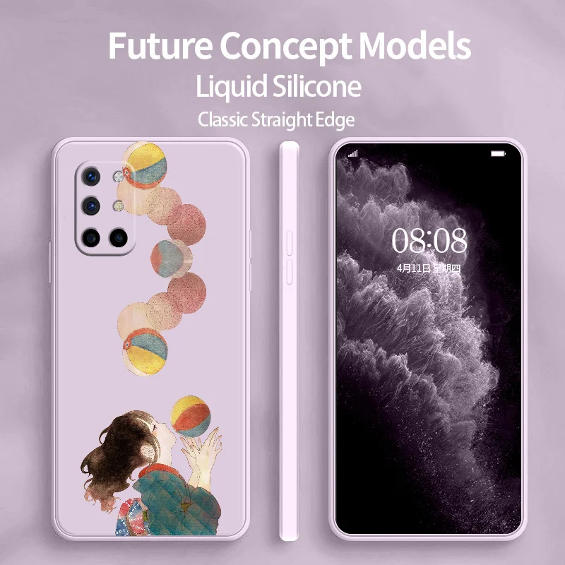 

Little Fresh Girl Phone Case For Oneplus 8t 9 9pro 9r pro Liquid Silicone Cover