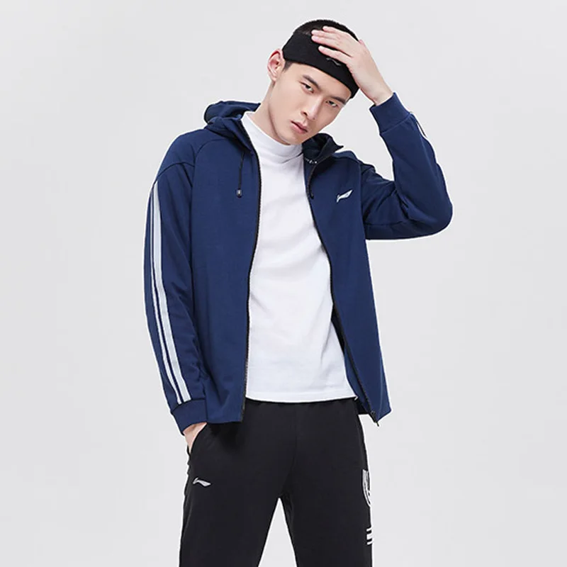 Li-Ning мужская Спортивная толстовка с капюшоном, Стандартная посадка, 63% полиэстер, 37% спандекс, Удобная подкладка, спортивный свитер для фитнеса, AWDP157 CJFM19