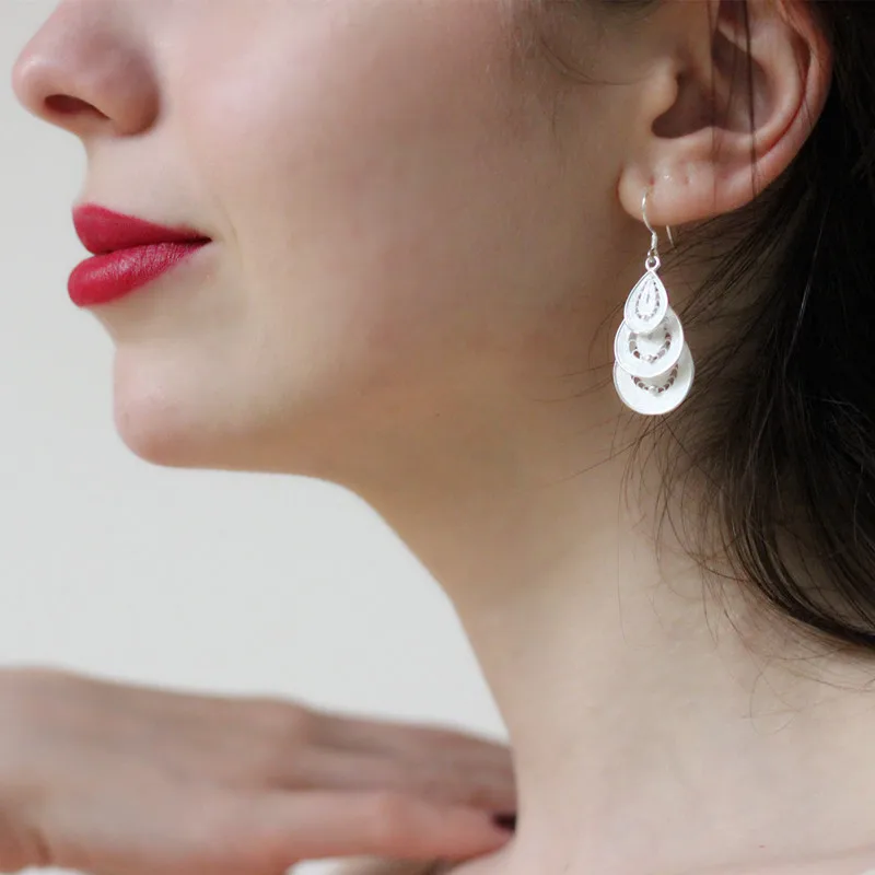 Серьги подвески женские из серебра 999 пробы с перьями|Серьги-подвески| |