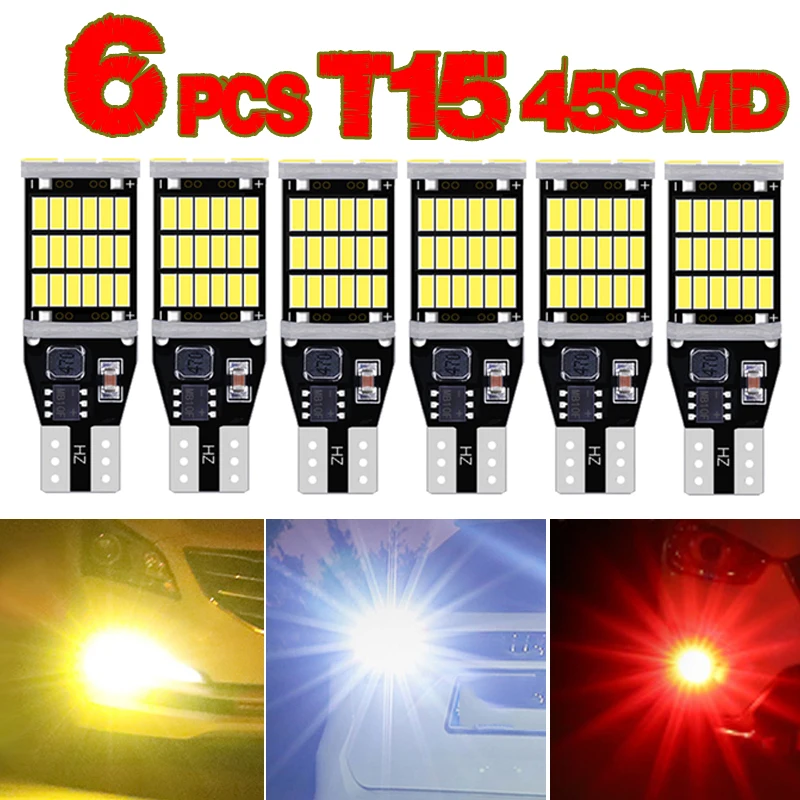 6x T15 t16 W16W 45smd светодиодный Canbus 912 921 Резервное копирование Обратный автомобиля