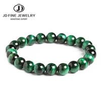 jd 681012mm green tiger eye beaded bracelets trendy natural stone bracelet for women lucky men jewelry