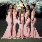 Женское вечернее платье-русалка, длинное розовое платье с аппликацией на одно плечо, для подружки невесты, для свадьбы и выпускного вечера, 2021