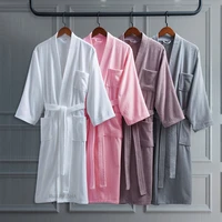 100 cotton long thick absorbent terry bath robe kimono men lightweight waffle towel bathrobe plus sleepwear women dressing gown