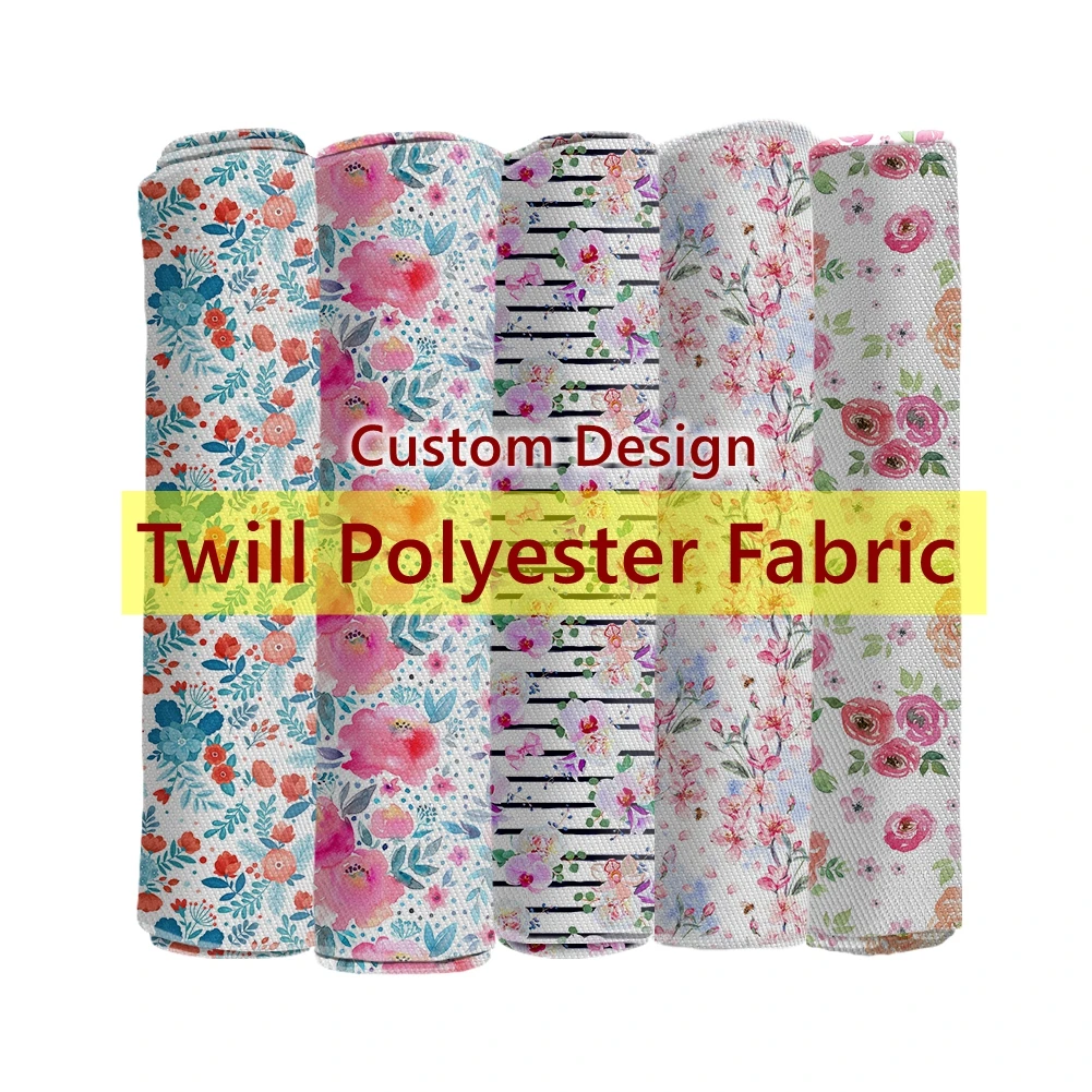 Tela de poli&eacute;ster de sarga impresa personalizada, Material para manualidades DIY, 100x145cm-0