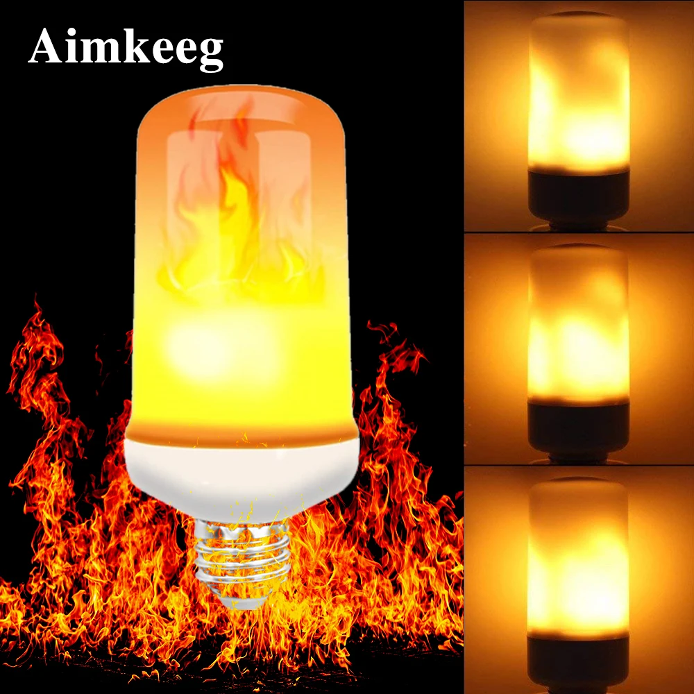 Aimkeeg E27 светодиодсветодиодный лампа с эффектом пламени 4 режима|Светодиодные
