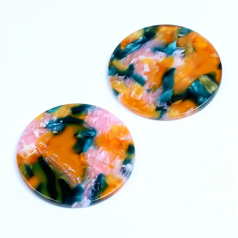 A209-233A-6PCS Черепаховые бусины, ацетатные акриловые серьги амулеты, круглые кулоны в форме монет, ювелирные изделия, серьги части, 37 мм ACE233 - Окраска металла: A209-233A-6PCS