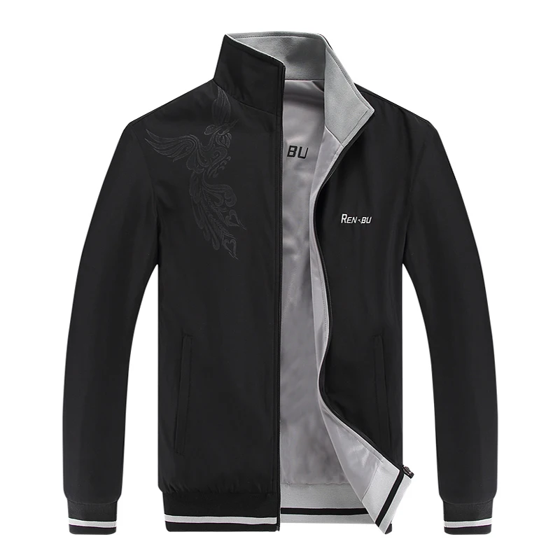 Black Jacket Одежда с принтом, новинка, брендовый повседневный мужской пиджак, Двусторонняя одежда пальто осень-зима Для мужчин пилот Курточка бомбер в стиле «хип-хоп» куртки в уличном стиле, ZA284 - Цвет: Black Jacket