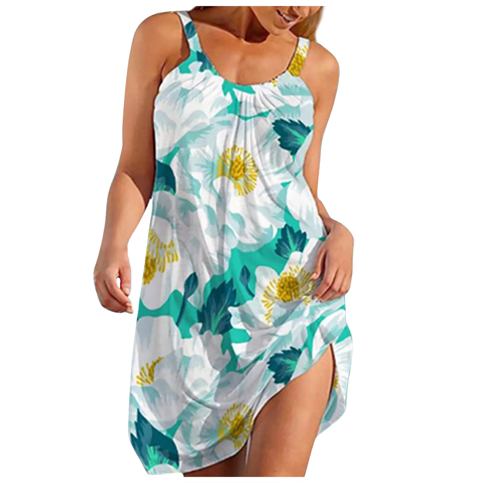 

Women's Sexy Round Neck Sleeveless Mini dress Ladies Casual Office Elegant Dress Vestidos Retro Print Party Dresses 2021
