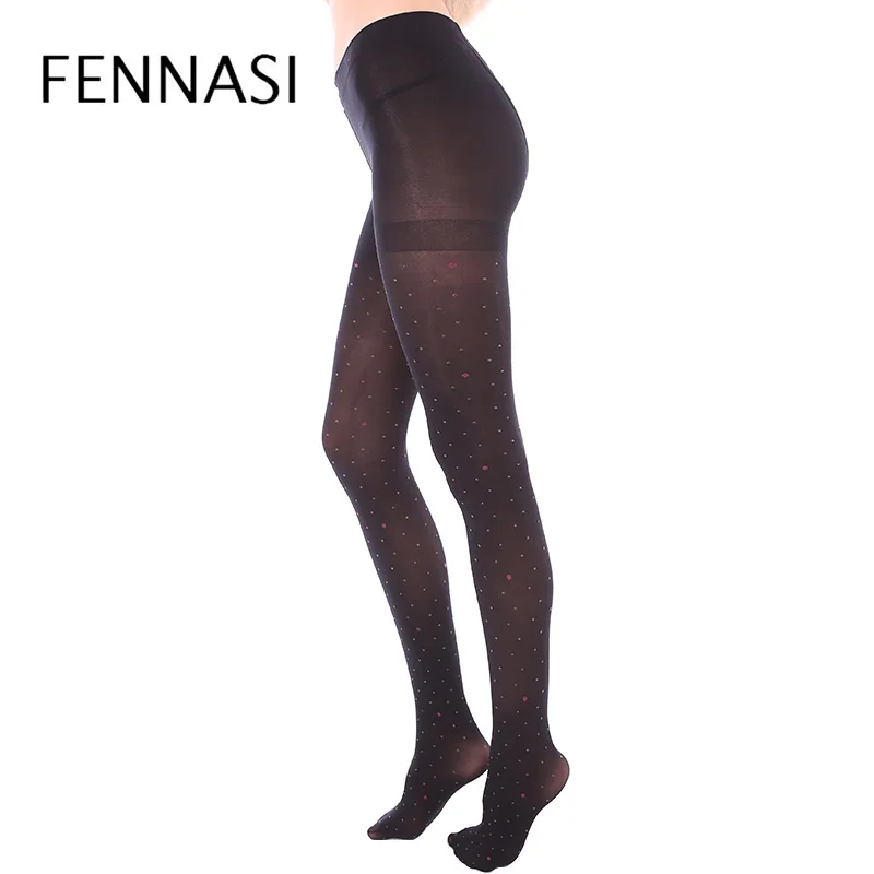 FENNASI женские колготки в горошек с принтом пикантные липкие Нейлоновые черные