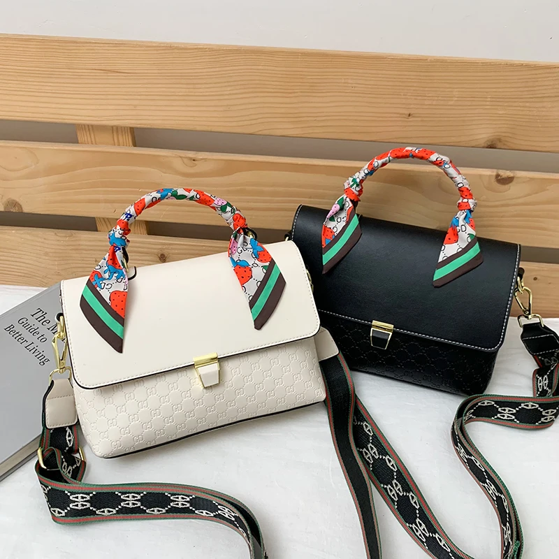 

Elegant Female Ribbon Tote bag 2021 Fashion New High-quality PU Leather Women's Designer Handbag Lock Shoulder Messenger Bag