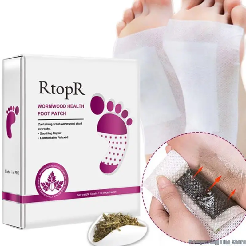 

10 Pcs Chinese Medicine Detox Foot Patch Wormwood Detox Improve Sleep Foot Care