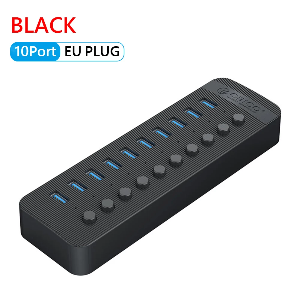

ORICO 7/10 Port USB 3.0 HUB With 12V Power Adapter BC1.2 Charger Multi USB 3.0 Splitter With On/Off Switche For PC Computer